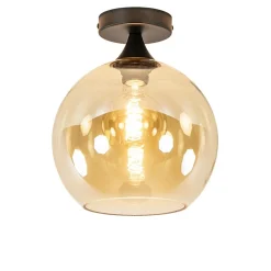 Straluma Amber glazen plafondlamp 25 cm met zwart> Plafondlampen|Klassieke Verlichting