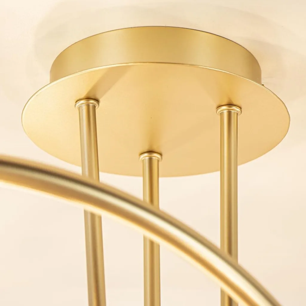 Straluma Art Deco plafondlamp goud met smoke en amber glas> Plafondlampen|Woonkamerlampen