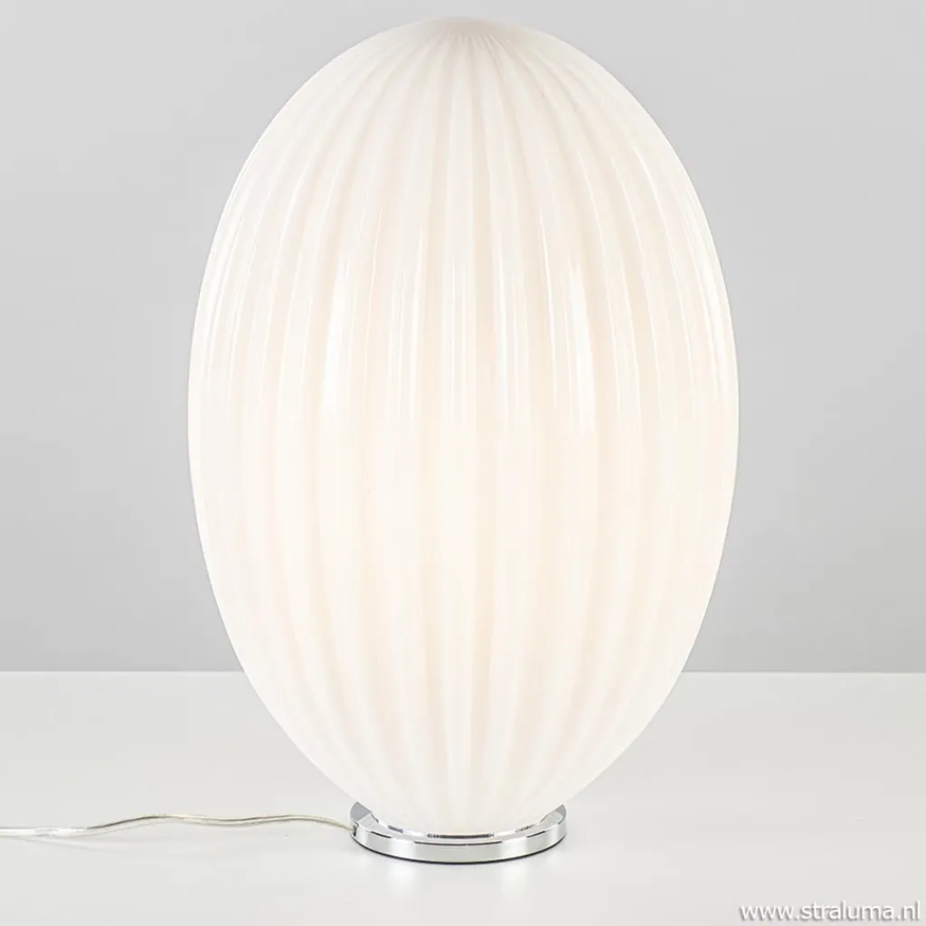 Straluma Art Deco tafellamp chroom met opaal glazen kap> Tafellampen|Moderne Verlichting