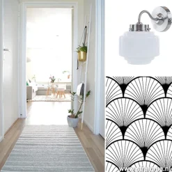 Straluma Art Deco wandlamp staal met wit glas><noscript><img width=