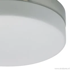 Straluma Badkamer plafonnière staal met wit glas><noscript><img width=