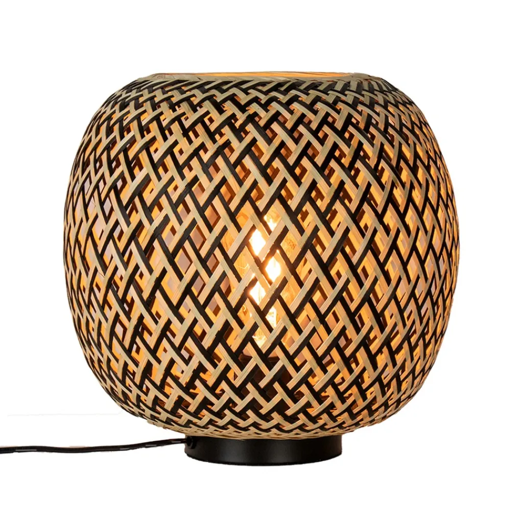 Straluma Bamboe tafellamp naturel met zwart> Woonkamerlampen|Slaapkamerlampen