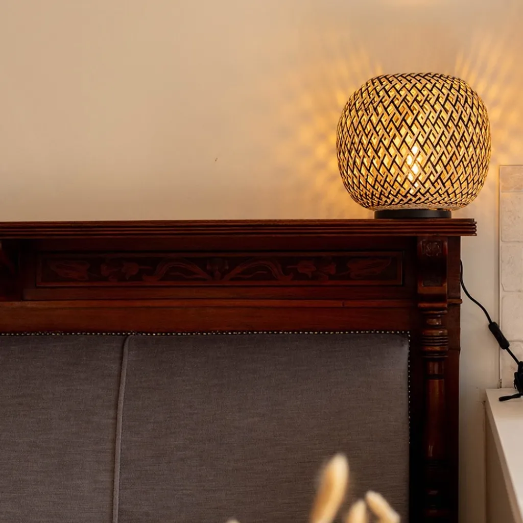 Straluma Bamboe tafellamp naturel met zwart> Woonkamerlampen|Slaapkamerlampen