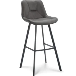 Straluma Barkruk met microleder zitting graphite en zwart metalen poot> Barkrukken