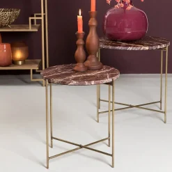 Straluma Bijzettafel Delon set van 2 marrmer roze/goud><noscript><img width=