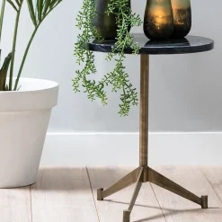 Straluma Bijzettafel Lomelo zwart marmer met antiek brons><noscript><img width=