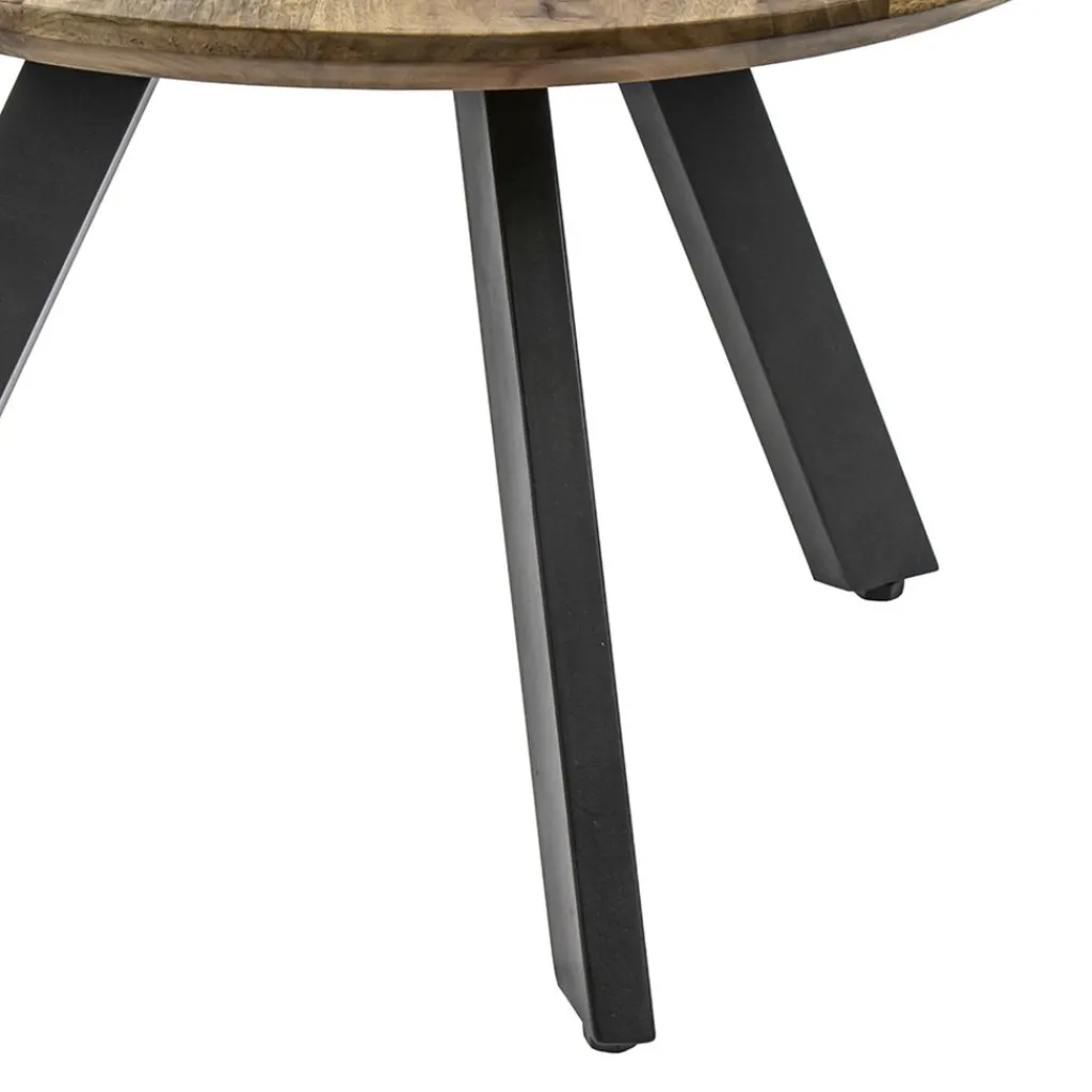 Straluma Bijzettafel rond mangohout met zwart staal 60 cm> Bijzettafels|Salontafels