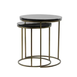 Straluma Bijzettafel Sobrina set van 2 zwart/antiek brons> Light and Living|Bijzettafels
