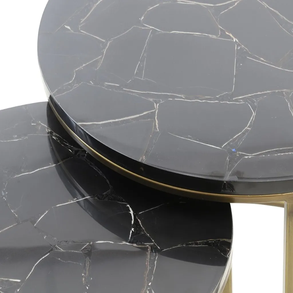 Straluma Bijzettafel Sobrina set van 2 zwart/antiek brons> Light and Living|Bijzettafels