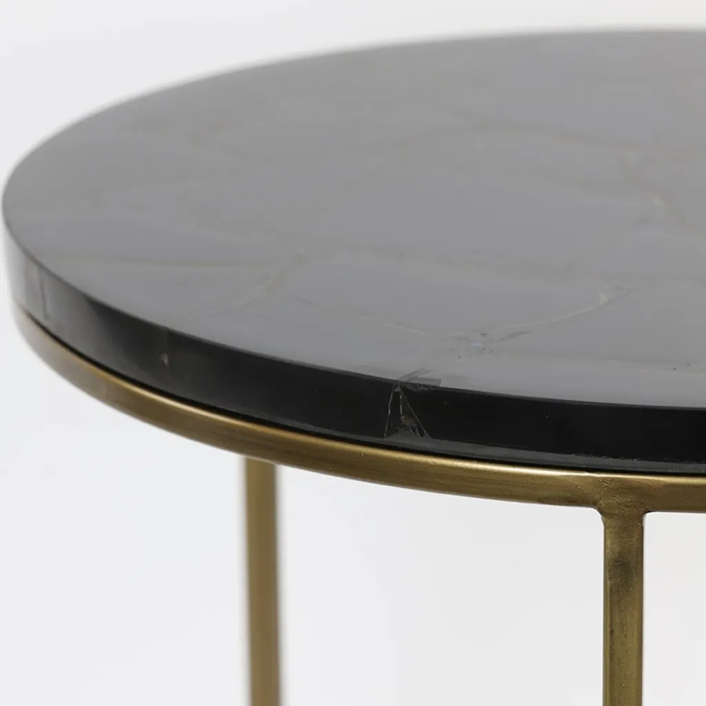 Straluma Bijzettafel Sobrina set van 2 zwart/antiek brons> Light and Living|Bijzettafels