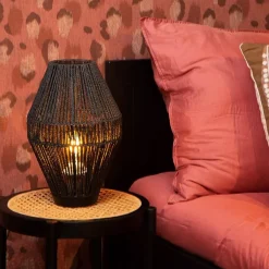 Straluma Botanische tafellamp gevlochten papier zwart><noscript><img width=