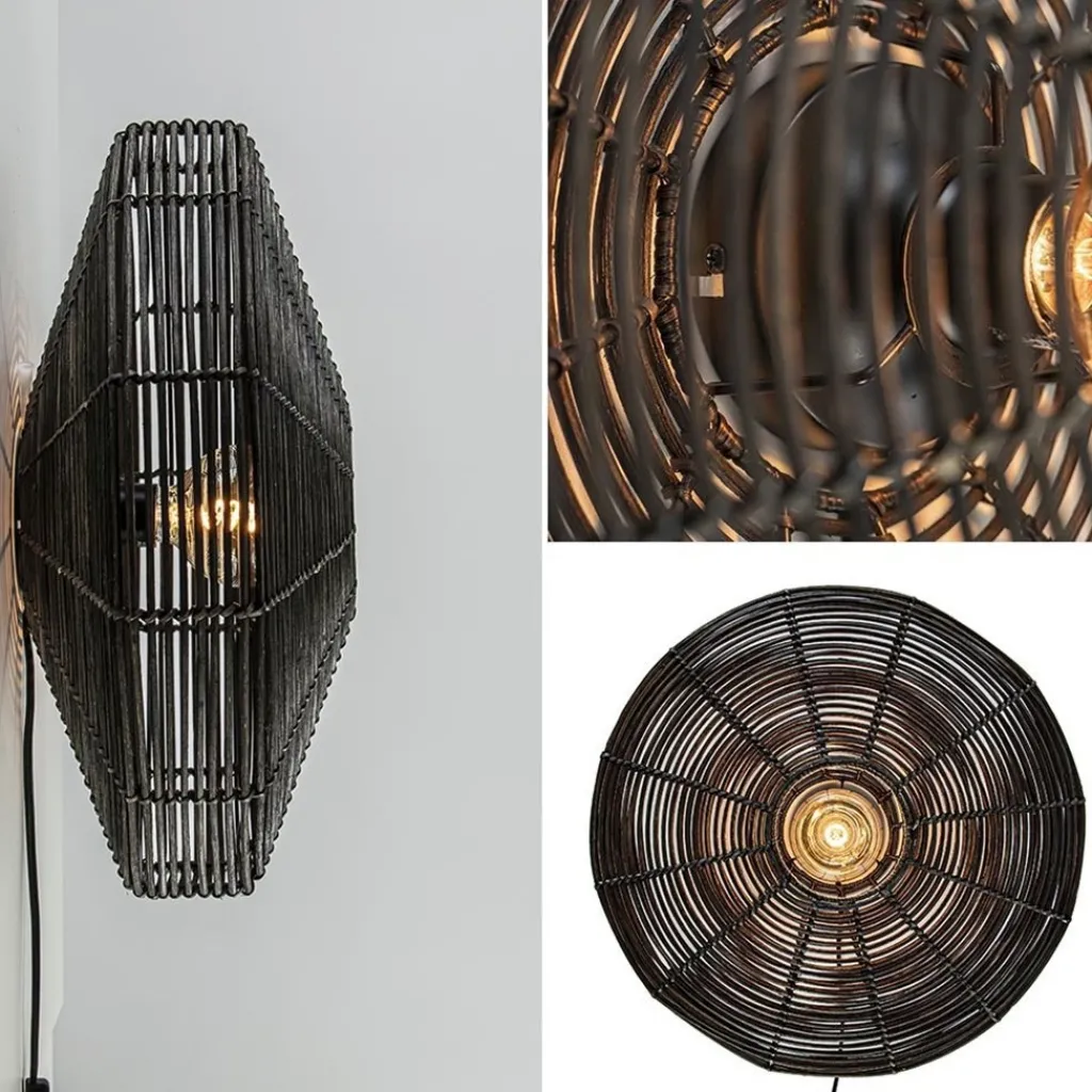 Straluma Botanische wandlamp Mataka donker bruin rotan L&L> Light and Living|Woonkamerlampen