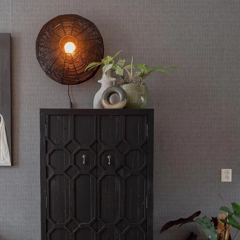 Straluma Botanische wandlamp Mataka donker bruin rotan L&L> Light and Living|Woonkamerlampen