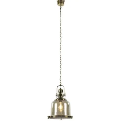 Straluma Bronzen scheepslamp met amber glas 33 cm> Keukenverlichting|Eetkamerverlichting