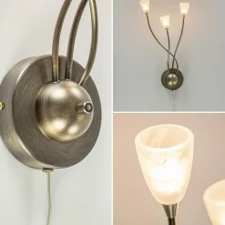 Straluma Bronzen wandlamp LED met wit glas dim to warm><noscript><img width=