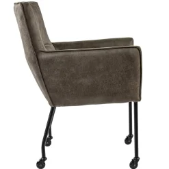 Straluma Bull lederen armstoel liver met wieltjes en zwarte poot><noscript><img width=