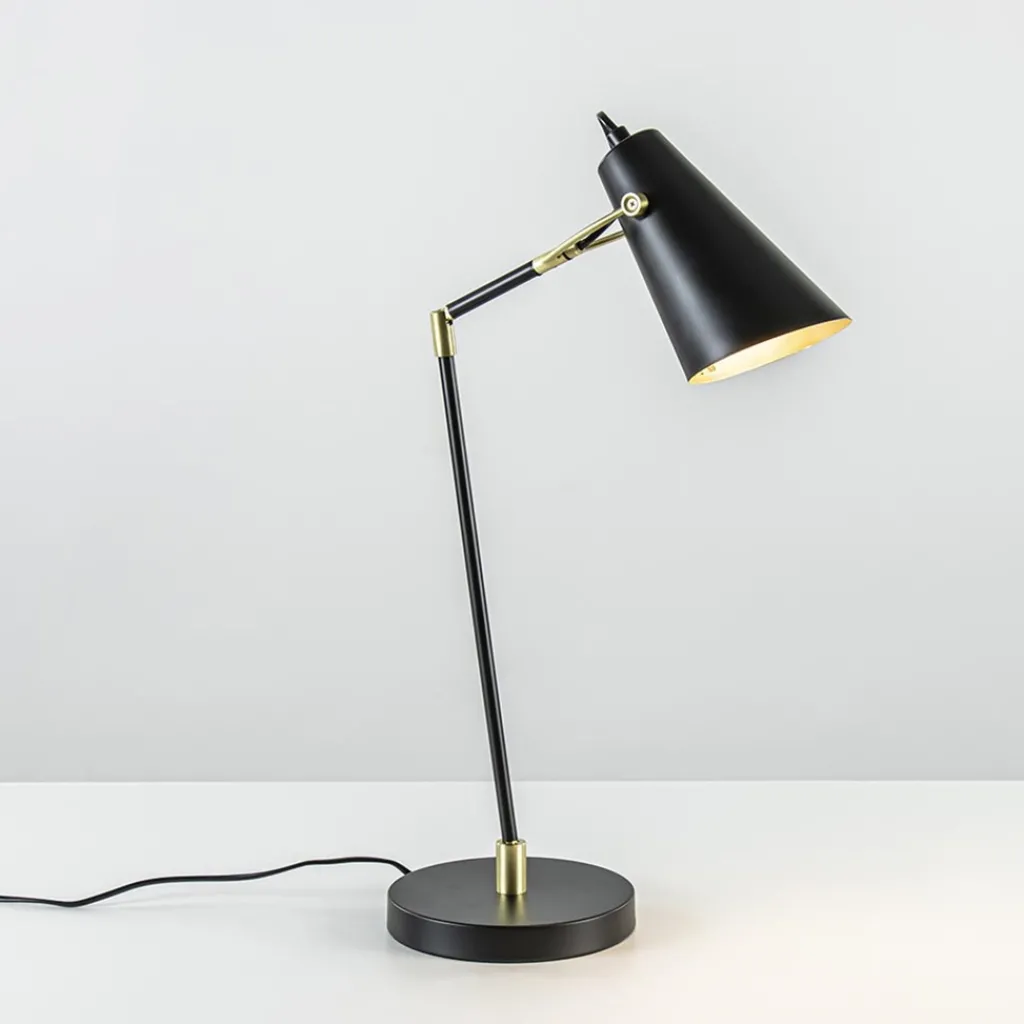 Straluma Bureaulamp Barre zwart/matgoud> Bureaulampen|Light and Living