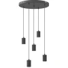 Straluma Calex 5-lichts retro pendels rond 50 cm zwart> Eettafellampen|Calex