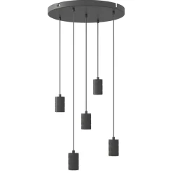Straluma Calex 5-lichts retro pendels rond 50 cm zwart> Eettafellampen|Calex