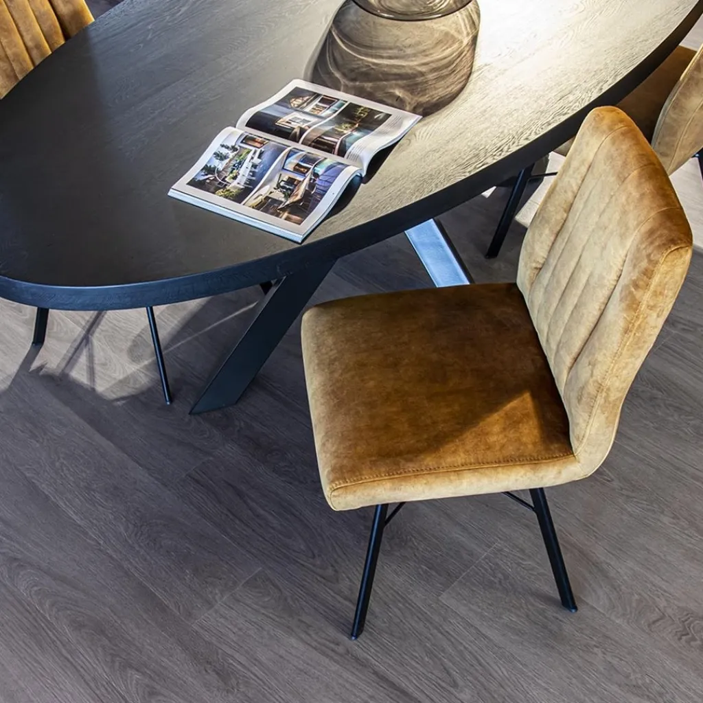 Straluma Chique eetkamerstoel velours goud> Eetkamerstoelen