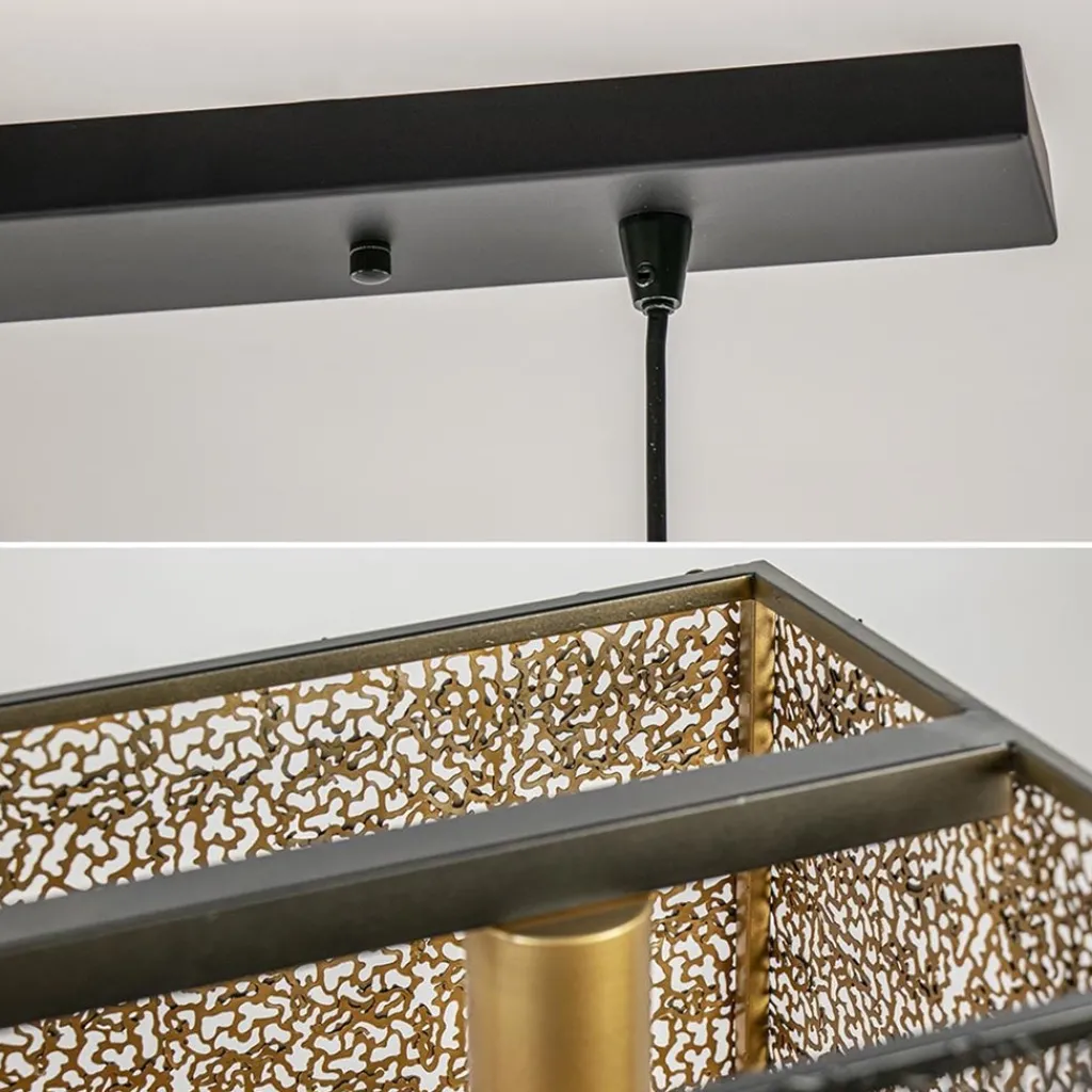 Straluma Chique hanglamp langwerpige balk 5-lichts zwart/goud> Eettafellampen|Keukenverlichting