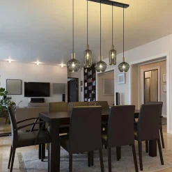 Straluma Chique 5-lichts hanglamp smoke glas met brons><noscript><img width=