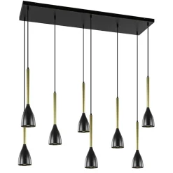 Straluma Chique 8-lichts hanglamp zwart met goud> Eettafellampen|Pendel Lampen
