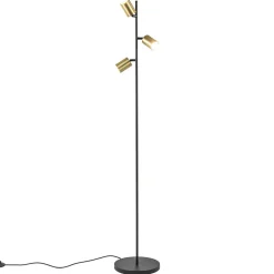 Straluma Chique staande lamp mat zwart met gouden spots> Vloerlampen|Leeslampen