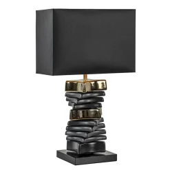 Straluma Chique tafellamp zwart met goud en rechthoekige kap> Schemerlampen|Woonkamerlampen