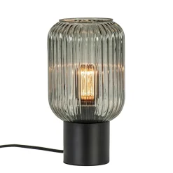 Straluma Chique tafellamp zwart met smal smoke glas> Woonkamerlampen|Slaapkamerlampen