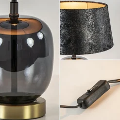 Straluma Chique tafellamp zwart/goud met kap><noscript><img width=