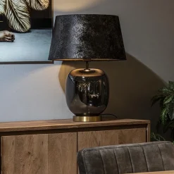 Straluma Chique tafellamp zwart/goud met kap><noscript><img width=