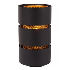 Straluma Cilinder tafellamp zwart metaal met goud> Tafellampen|Industriële Verlichting