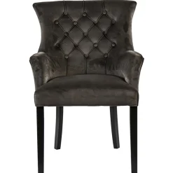 Straluma Comfortabele armstoel donker taupe met zwarte poot> Eetkamerstoelen