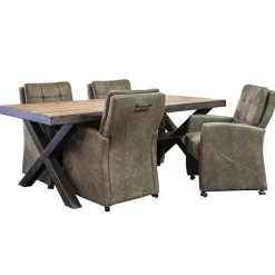 Straluma Comfortabele armstoel olijf groen met wieltjes en handgreep><noscript><img width=