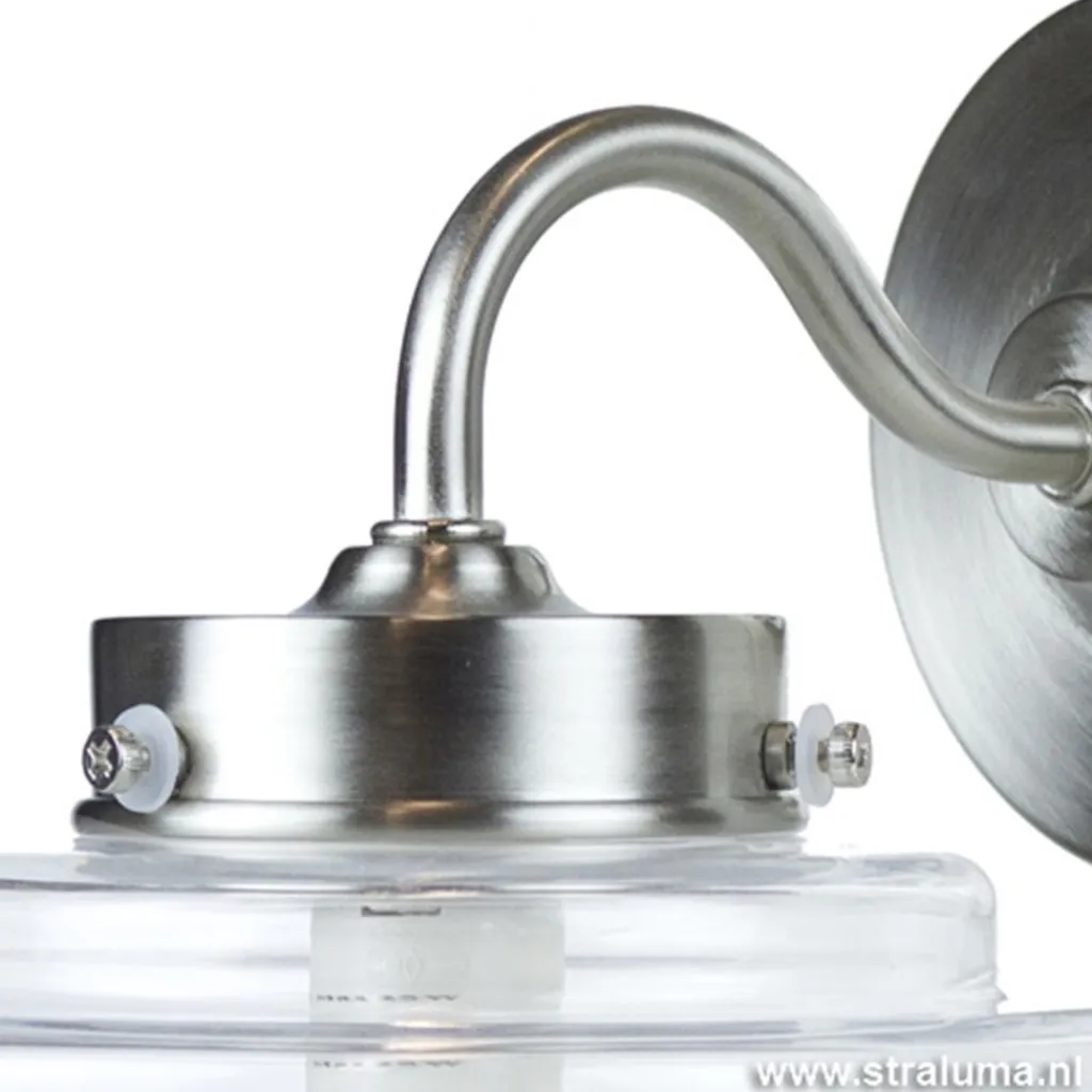 Straluma Deco wandlamp staal met helder glas> Woonkamerlampen|Slaapkamerlampen