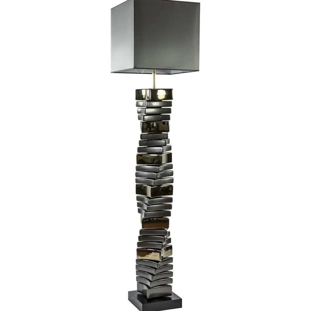 Straluma Decoratieve vloerlamp grijs/goud met vierkante kap> Vloerlampen|Schemerlampen