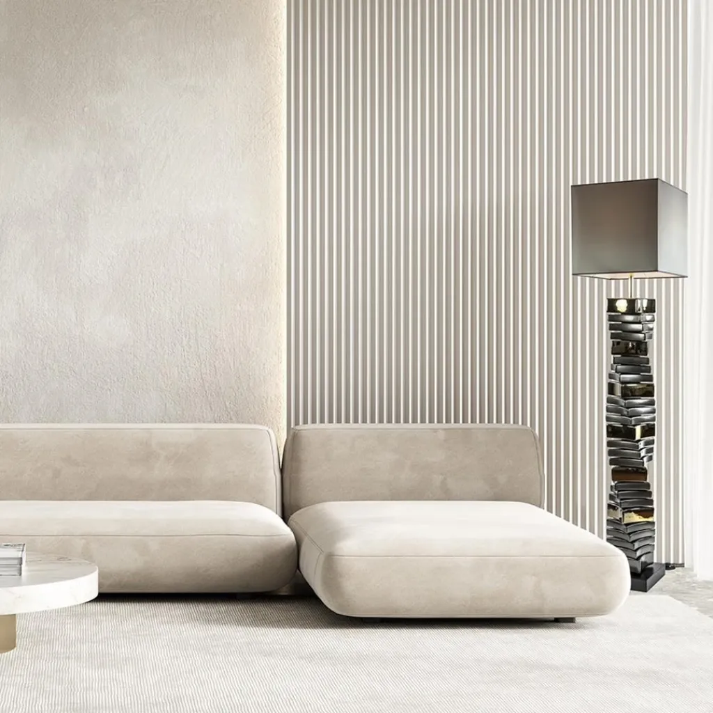 Straluma Decoratieve vloerlamp grijs/goud met vierkante kap> Vloerlampen|Schemerlampen