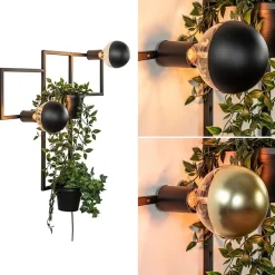 Straluma Decoratieve wandlamp zwart met 2 plantenpotten><noscript><img width=