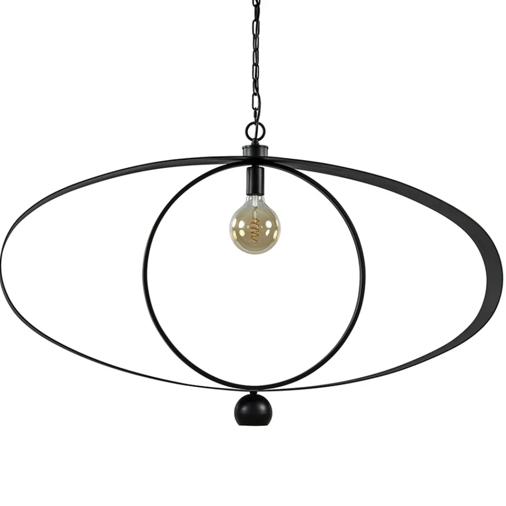 Straluma Design hanglamp textured black ovaal> Hanglampen|Eettafellampen