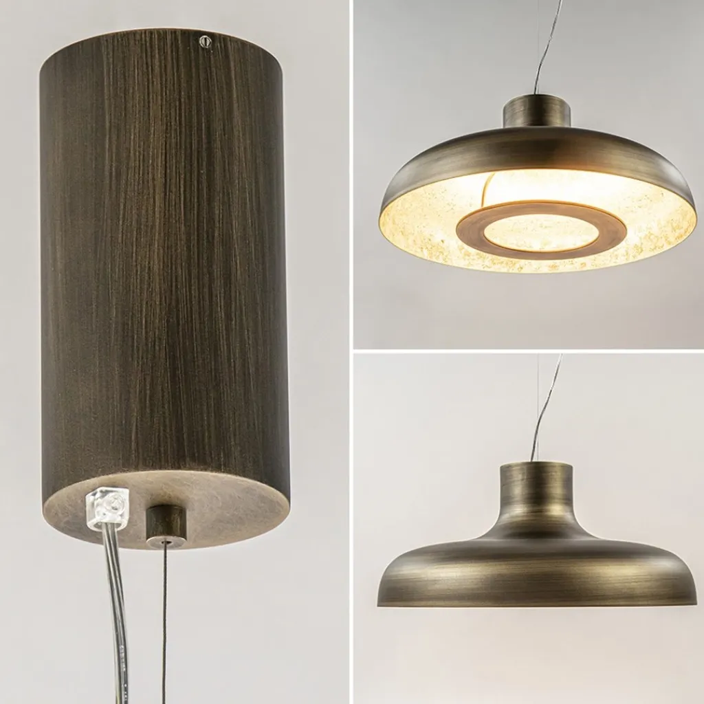 Straluma Design LED hanglamp koepel brushed brons met goldleaf> Hanglampen|Eettafellampen