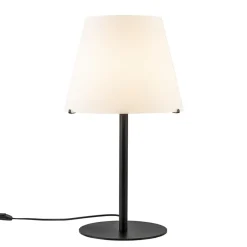 Straluma Design tafellamp mat zwart met witte glazen kap> Tafellampen|Retro Verlichting