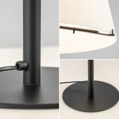 Straluma Design tafellamp mat zwart met witte glazen kap><noscript><img width=