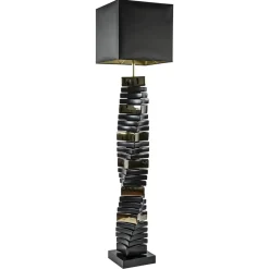 Straluma Design vloerlamp keramiek zwart/goud met zwarte kap> Schemerlampen|Woonkamerlampen