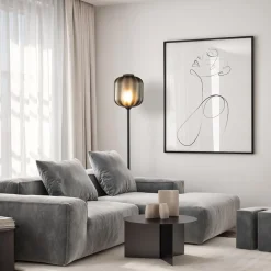 Straluma Design vloerlamp zwart met mat zwarte glazen kap><noscript><img width=