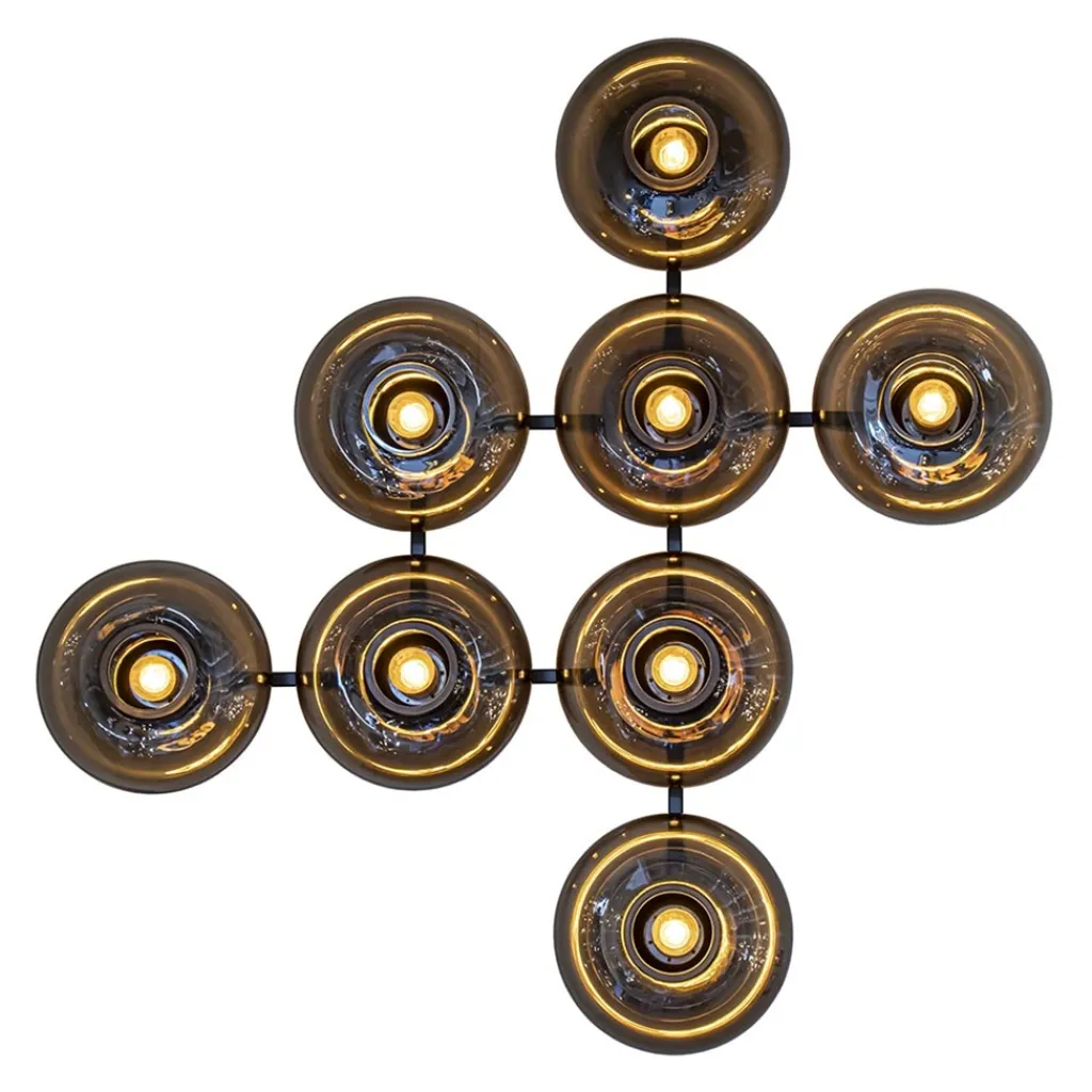 Straluma Design wandlamp mat zwart met smoke glas 8-lichts> Wandlampen|Design Verlichting