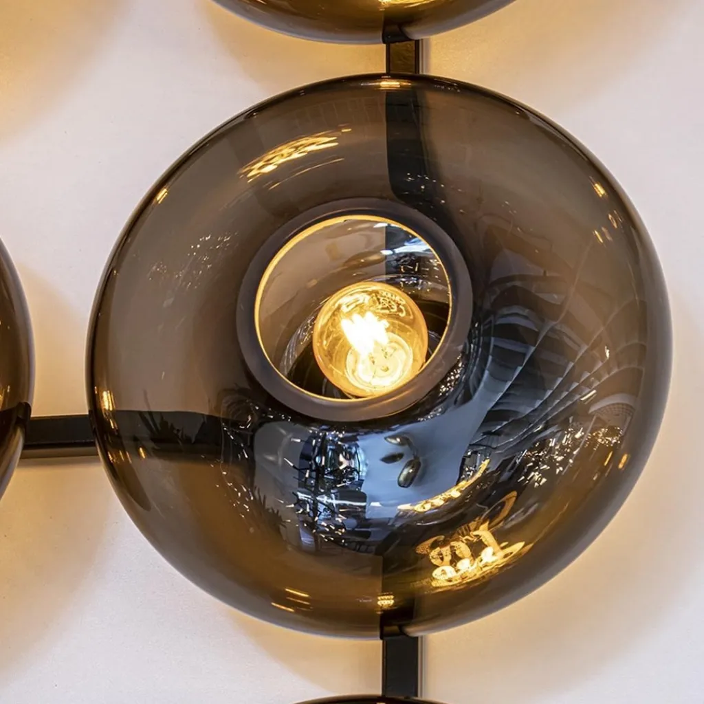 Straluma Design wandlamp mat zwart met smoke glas 8-lichts> Wandlampen|Design Verlichting