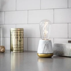 Straluma Draadloze tafellamp wit marmer met heldere lichtbron dimbaar><noscript><img width=