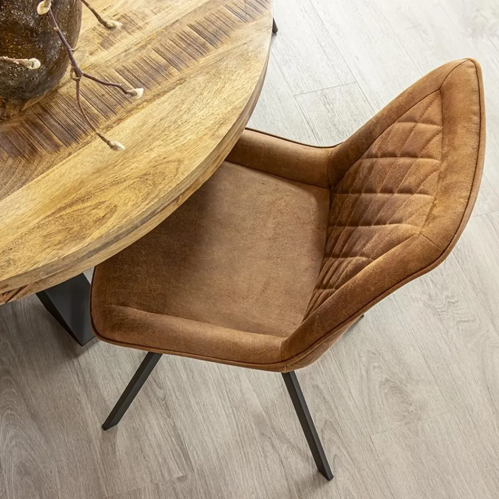 Straluma Eetkamerstoel microleder Bull camel met zwarte poot> Eetkamerstoelen