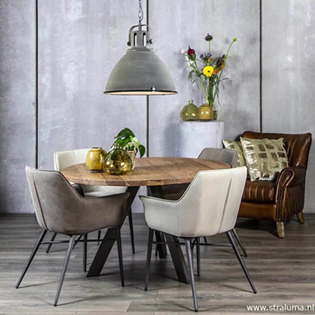 Straluma Eettafel Acaciahout 3-poot zwart Ø120> Eettafels